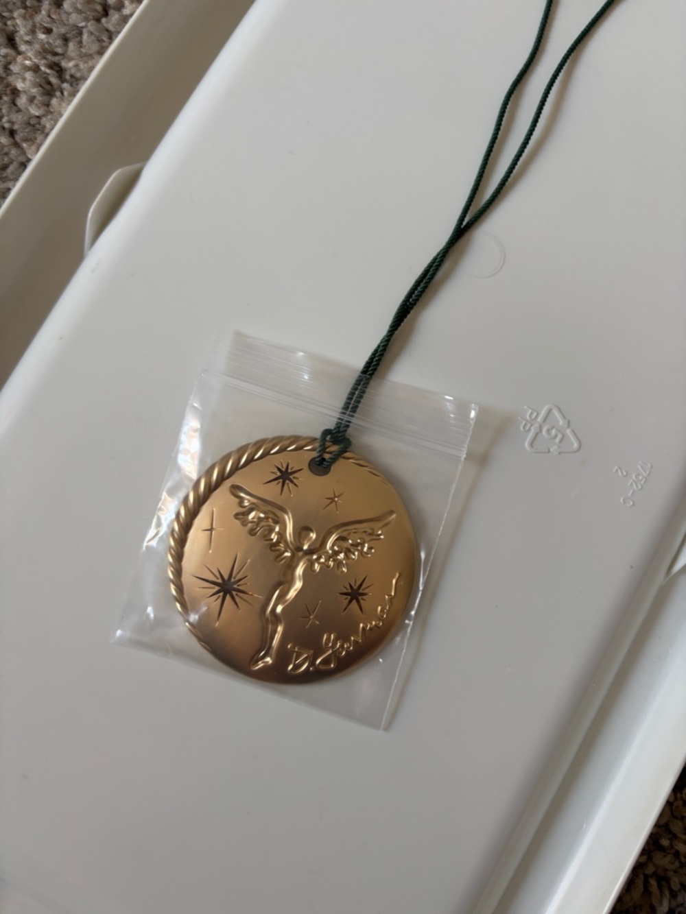 David Yurman Gold Medallion Pendant with Green Cord